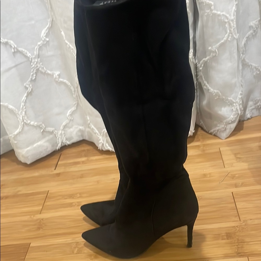Nine West Black Over the Knee Boots with Stiletto Heel